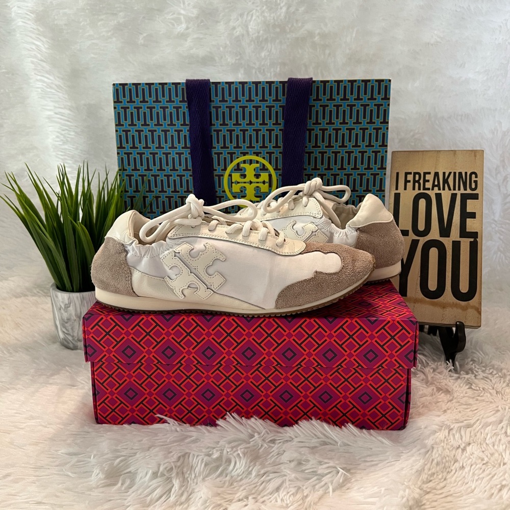 🎉HPx2🎉 Tory Burch Vintage Double T Trainer Sneakers - Picture 2 of 13